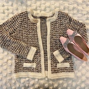 Chanel Style Cardigan in a Tweed Like Pattern